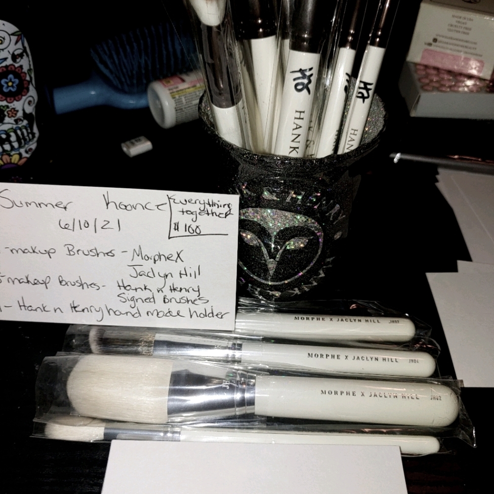 Makeup brushes and holder